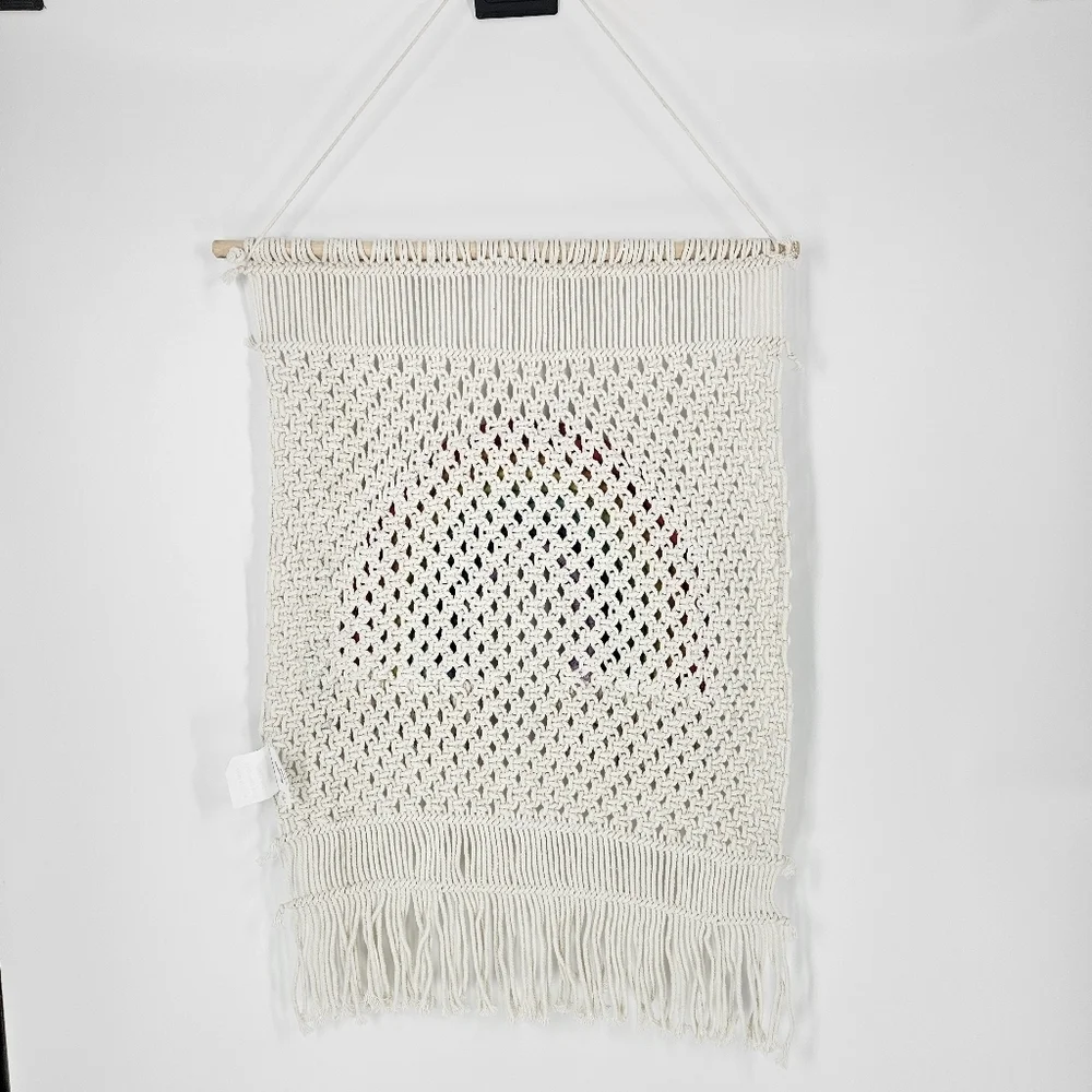 Mittal International Panipat White Macrame Rainbow Wall Hanging Decor